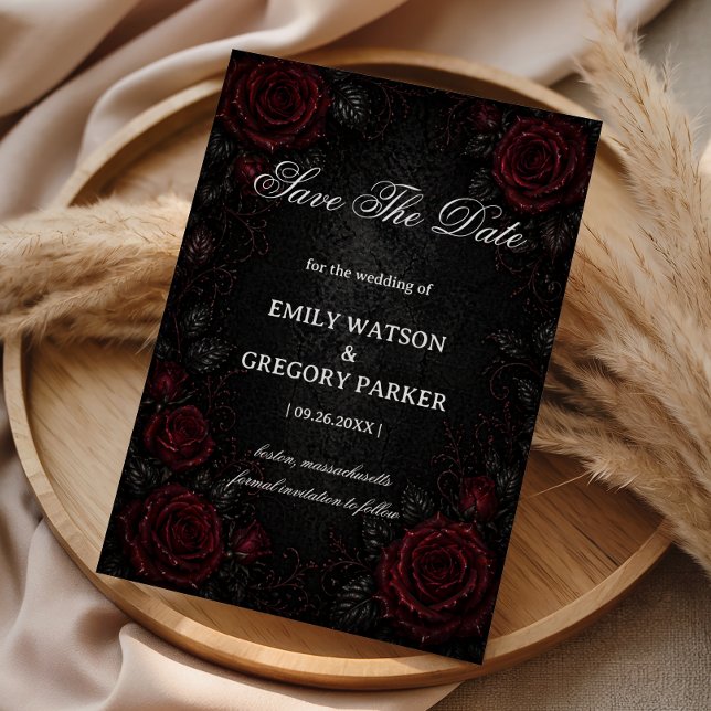 Dark Red Roses Gothic Save The Date (Creator Uploaded)
