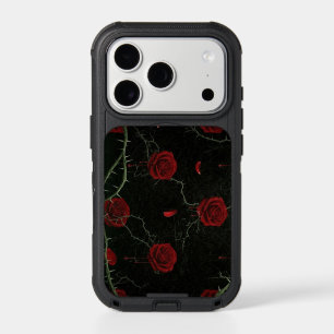 Dark Red Roses Thorns Gothic Pattern iPhone 17 Pro Case
