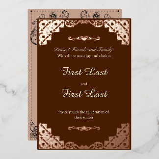 Dark Red Royalty Foil Wedding Invitation