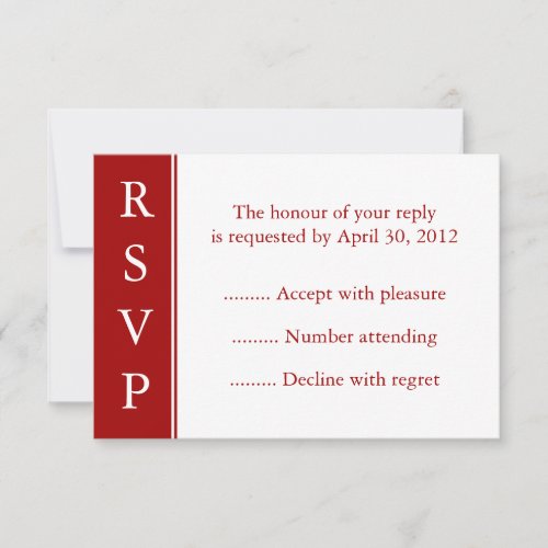 Dark Red RSVP, Response or Reply Cards