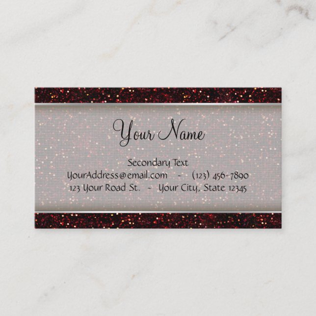 Dark Red Ruby Glitter Business Card (Front)