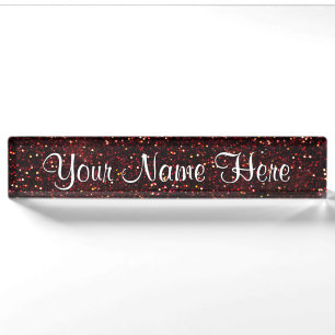 Dark Red Ruby Glitter Desk Name Plate