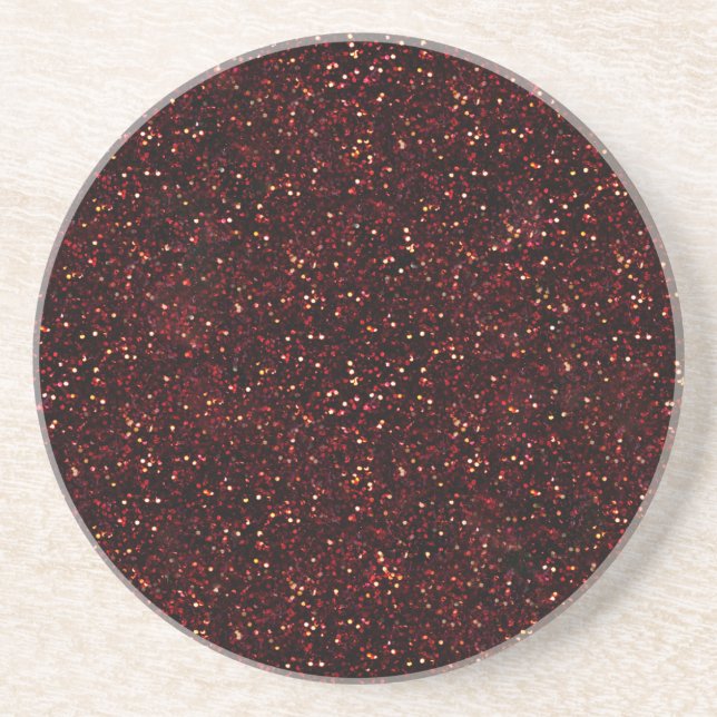 Dark Red Ruby Glitter Drink Coaster (Front)