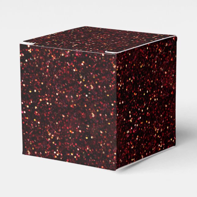 Dark Red Ruby Glitter Favor Boxes (Front Side)