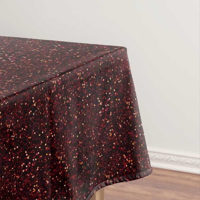 Dark Red Ruby Glitter Print Tablecloth (In Situ)