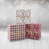 Minimalist Brown Kraft + Black Christmas Trio Gift Wrapping Paper