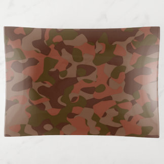 Dark red, Salmon and Olive camo abstract Trinket Tray