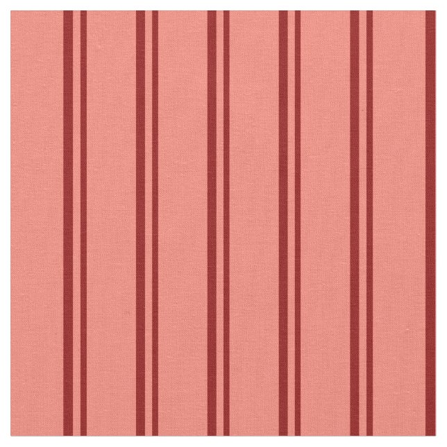 Dark Red & Salmon Stripes Pattern Fabric (Close Up)