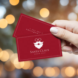 Dark Red Santa Claus Logo North Pole Custom Business Card