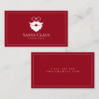 Dark Red Santa Claus Logo North Pole Custom Business Card