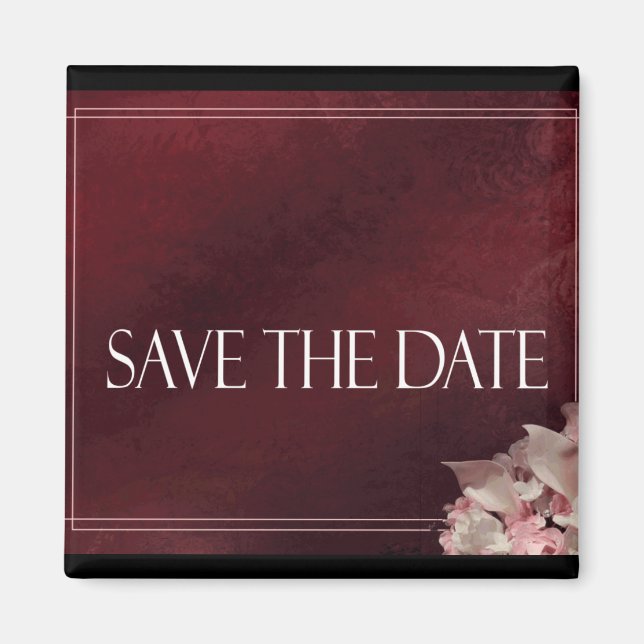 Dark Red Save the date Magnet (Front)