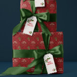 Dark Red Scallop Tile Christmas Sprigs Wrapping Paper<br><div class="desc">Give a truly personalized gift this Christmas season with one of a kind, personalized wrapping paper. Customize the greeting and the name text and skip gift tags since the information is already on this seasonally decorative paper. A pattern of elegant scalloped red arches is accented by illustrated sprigs of holly...</div>