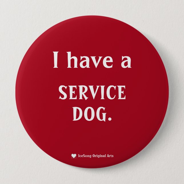 Dark Red Service Dog Button (Front)