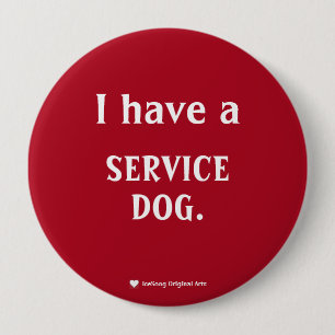 Dark Red Service Dog Button