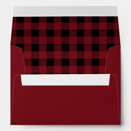 Dark Red Simple Gingham Christmas Plaid Envelope