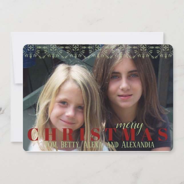 Dark Red Snowflake Double Sided Photo Card (Front)