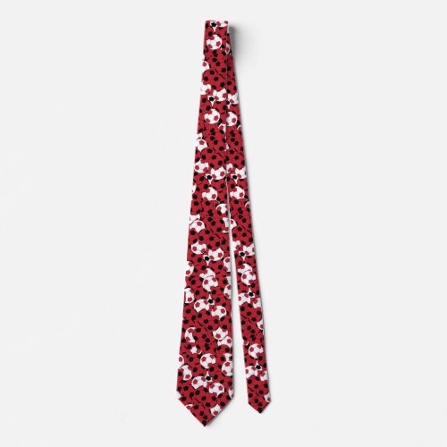 Dark Red  Soccer Ball Collage _ Two Side Print Neck Tie