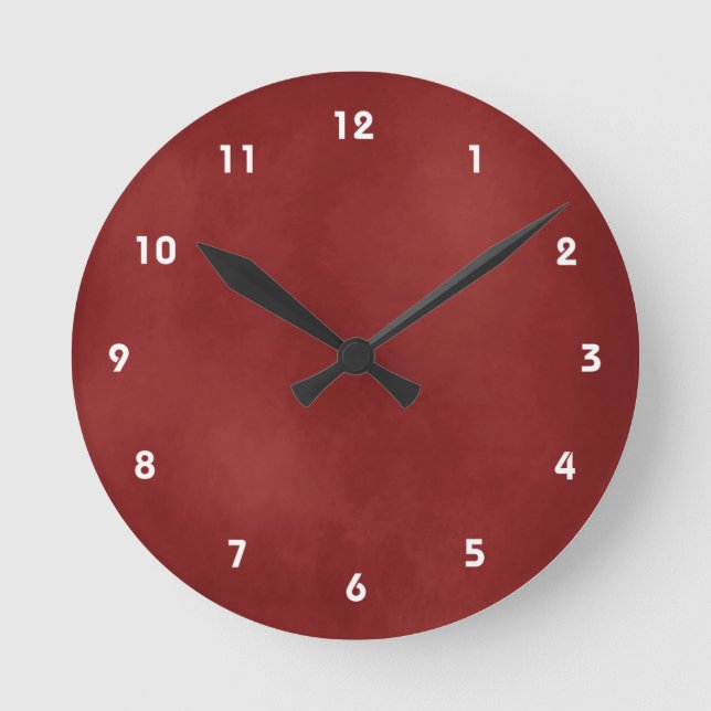 Dark Red Soft Texture Look Wall Clock (Front)