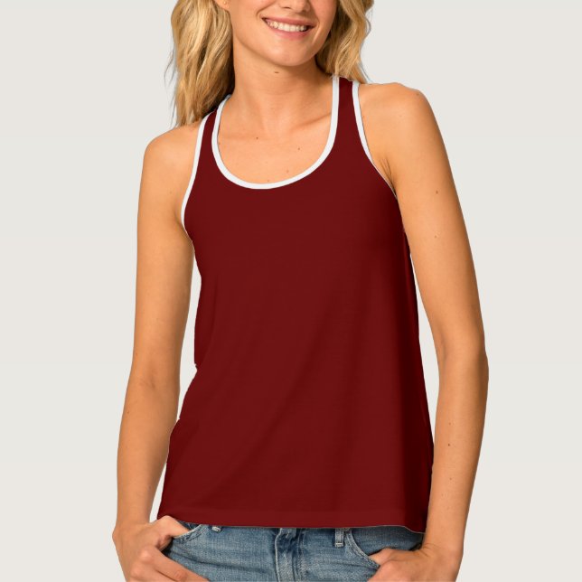 dark red solid plain tank top (Front)