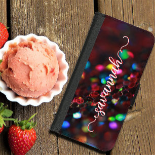 Dark Red Sparkling iPhone 8/7 Wallet Case