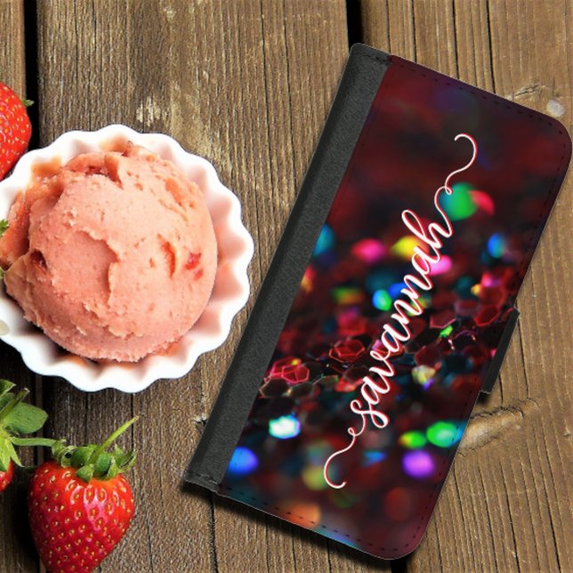 Dark Red Sparkling iPhone Wallet Case (Creator Uploaded)