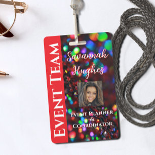Dark Red Sparkling Photo Badge