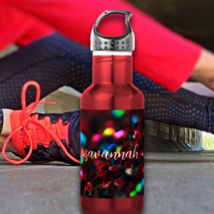 Dark Red Sparkling Stainless Steel Water Bottle