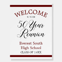 Dark Red Stripes Welcome to 50 Year Class Reunion