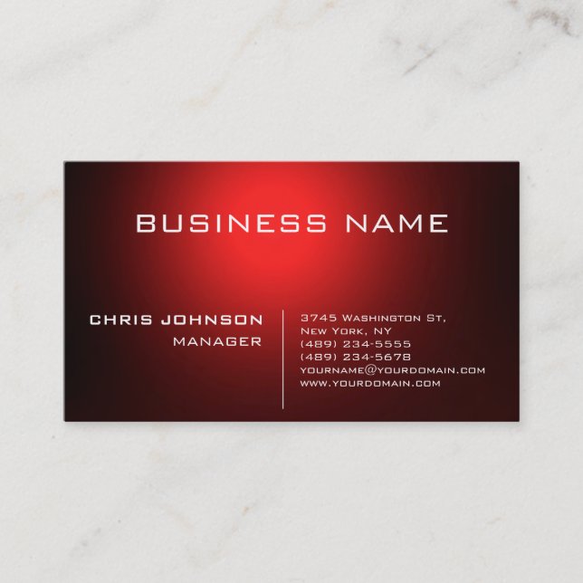 Dark Red Stylish Charming Manager Business Card (Front)