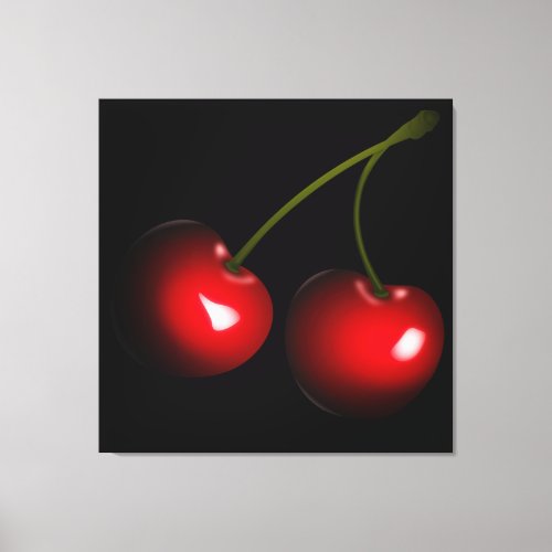 Dark Red Sweet Cherries Canvas Print