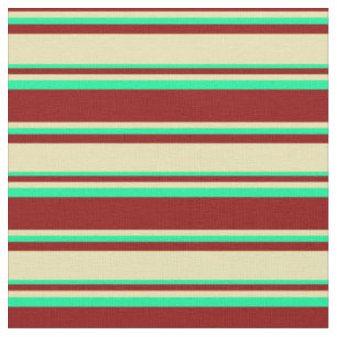 Dark Red, Tan, and Green Stripes/Lines Pattern Fabric