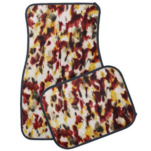 Dark Red Tan Black Gold Car Floor Mat