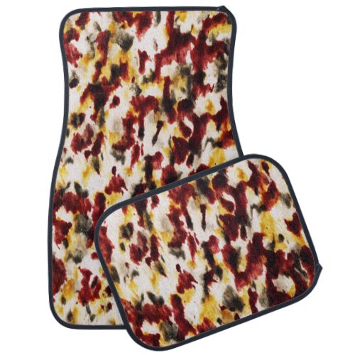 Dark Red Tan Black Gold Car Floor Mat