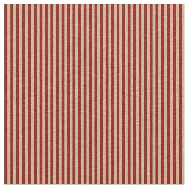 Dark Red & Tan Stripes/Lines Pattern Fabric (Close Up)