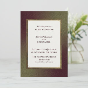 Dark Red Tartan Celtic Knot Border Scottish Weddin Invitation