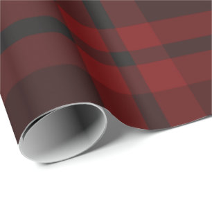 Dark Red Tartan Plaid Check Wrapping Paper
