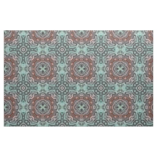 Dark Red Teal Blue Green Bali Batik Pattern Fabric