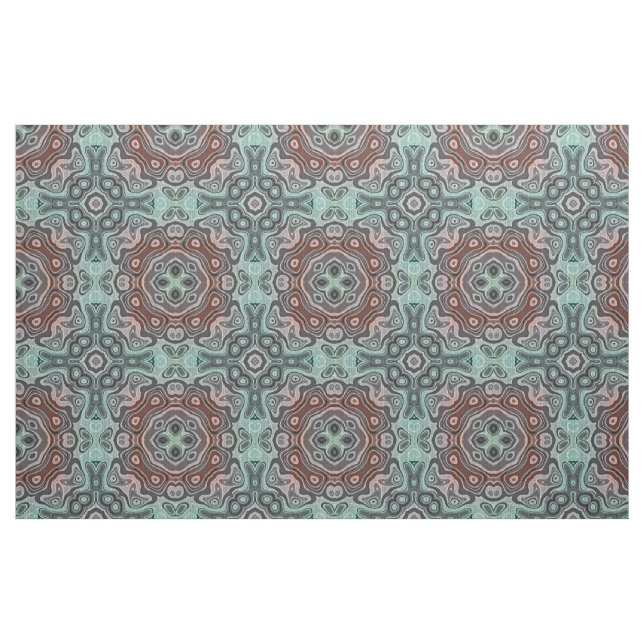 Dark Red Teal Blue Green Bali Batik Pattern Fabric (Fat Quarter)