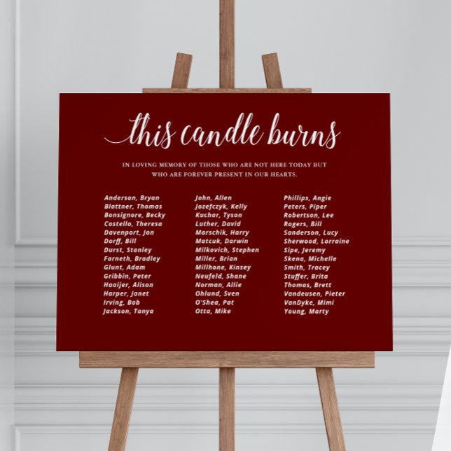 Dark Red This Candle Burns Class Reunion Memorial Foam Board (Creator Uploaded)