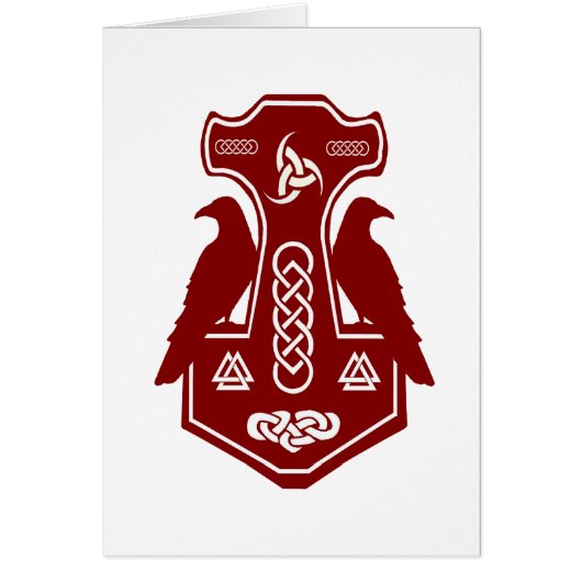 Dark Red Thor's Hammer with Ravens Cards (Front)