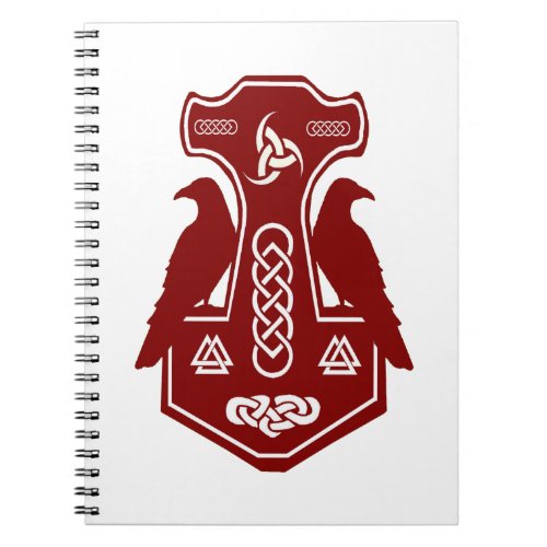 Dark Red Thors Hammer with Ravens Notebook