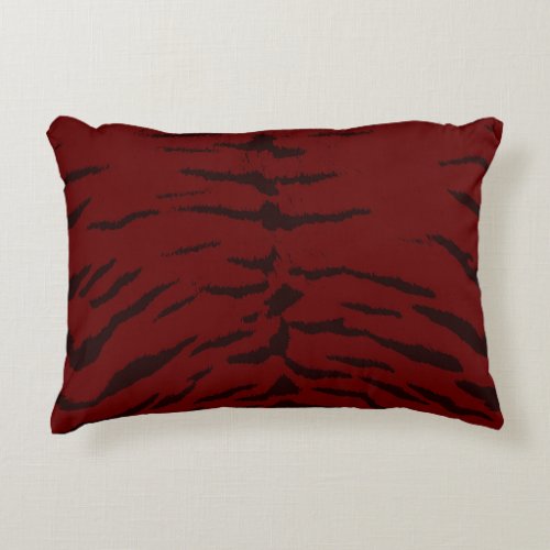 Dark Red Tiger Digital Print Accent Pillow