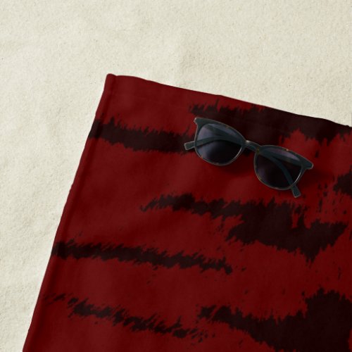 Dark Red Tiger Digital Print Beach Towel