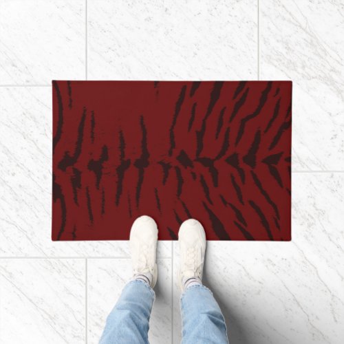 Dark Red Tiger Digital Print Doormat