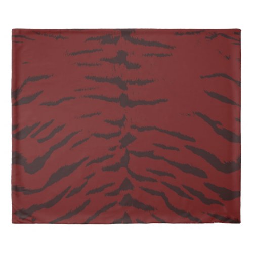 Dark Red Tiger Digital Print Duvet Cover