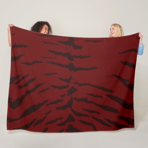 Dark Red Tiger Digital Print Fleece Blanket