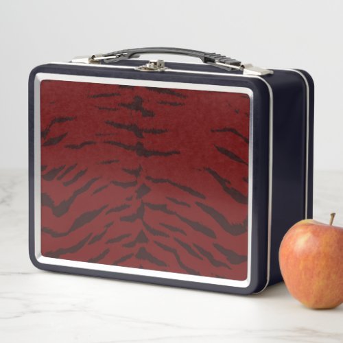 Dark Red Tiger Digital Print Metal Lunch Box