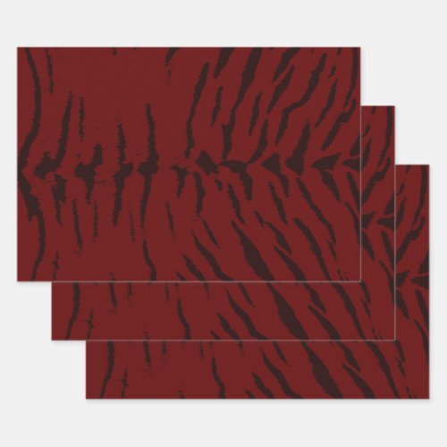 Dark Red Tiger Digital Print Wrapping Paper Sheets