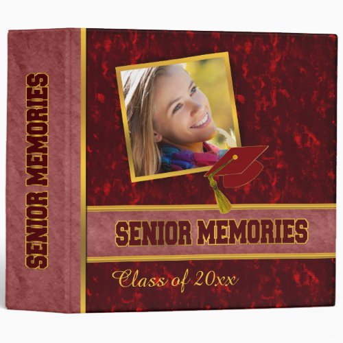 Dark Red Traditional Style Class Senior Memories 3 Ring Binder