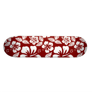 Dark Red Tropical Hibiscus Skateboard Deck